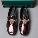 Spring Italy Office Shoes Snake Print Men Casual Shoes Patent Leather Loafers Men Driving Moccasins Comfortable Slip on Party