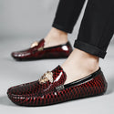 Spring Italy Office Shoes Snake Print Men Casual Shoes Patent Leather Loafers Men Driving Moccasins Comfortable Slip on Party