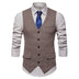 Herringbone Slim Fit Sleeveless Tweed Men Vest - Khaki / EU 