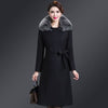 High Quality Thicken Cashmere Collar Wool Blends Women Coat 