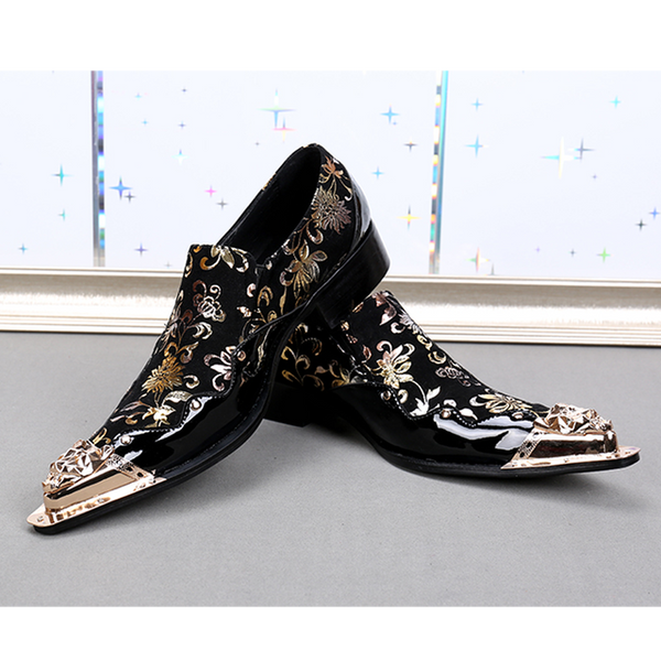 Luxury Fiber Men Pointed Dress Shoes - Gold / 41 - Men Shoes