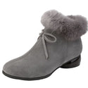 Natural Fur Genuine Leather Women Ankle Boots - Shoes On 