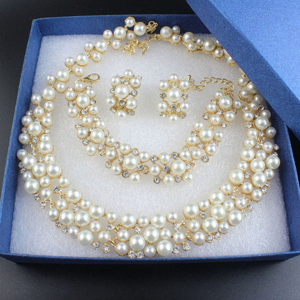 Pearl Dubai Beads Gold Color Party Jewelry - 6well Package 