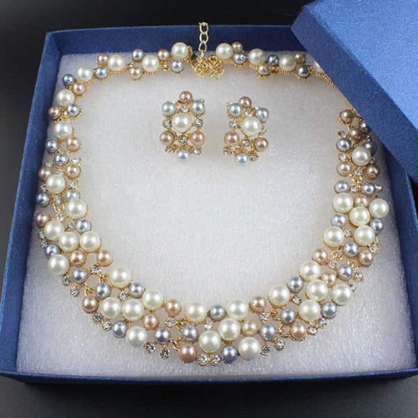 Pearl Dubai Beads Gold Color Party Jewelry - 8well Package 